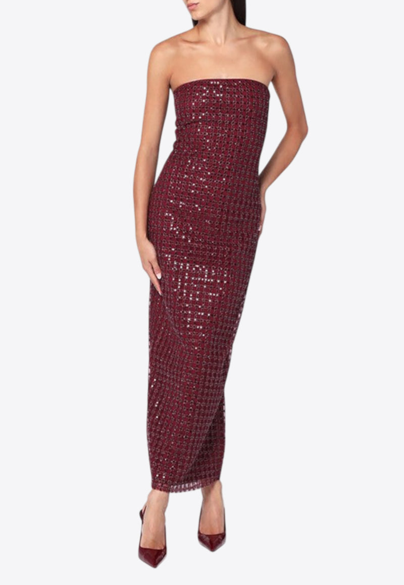 ROTATE Strapless Sequined Maxi Dress Bordeaux 1150492734PL/R_ROTAT-2734