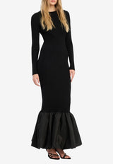 ROTATE Silk-Blend Maxi Dress Black 115244100_BLACK