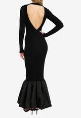 ROTATE Silk-Blend Maxi Dress Black 115244100_BLACK