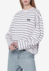 ROTATE Striped Oversized Long-Sleeved T-shirt White 1153781810CO/S_ROTAT-1810