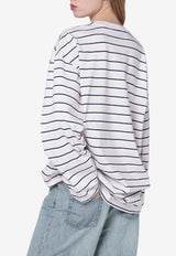 ROTATE Striped Oversized Long-Sleeved T-shirt White 1153781810CO/S_ROTAT-1810