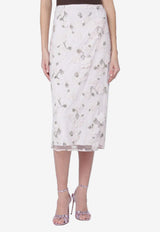 ROTATE Floral-Embroidered Midi Skirt Pink 1154741810CO/S_ROTAT-1810