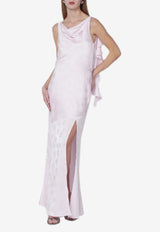 ROTATE Satin Jacquard Ruffled Maxi Dress Pink 1156791809PL/S_ROTAT-1809