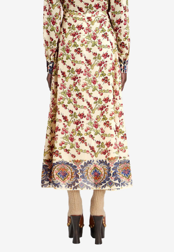 Etro Berry Print Midi Skirt in Silk 11598-5137 0990 Multicolor