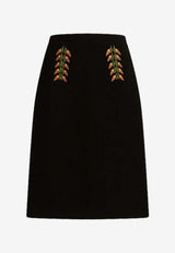 Etro Foliage Embroidered Sheath Skirt 11602-7216 0001 Black