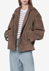 ROTATE Oversized Suede Zip-Up Jacket Brown 1160521683LE/S_ROTAT-1683