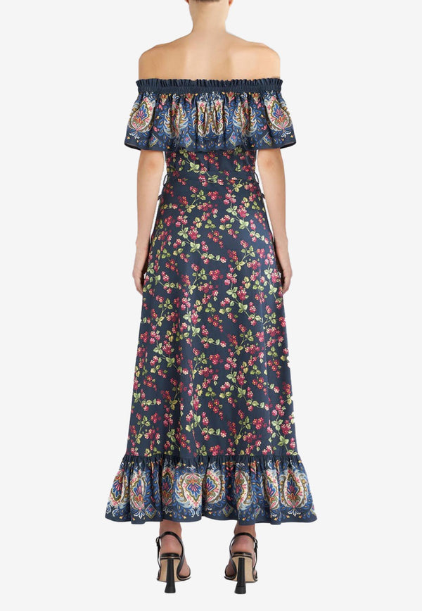 Etro Berry Print Off-Shoulder Maxi Dress 11635-5155 0200 Multicolor