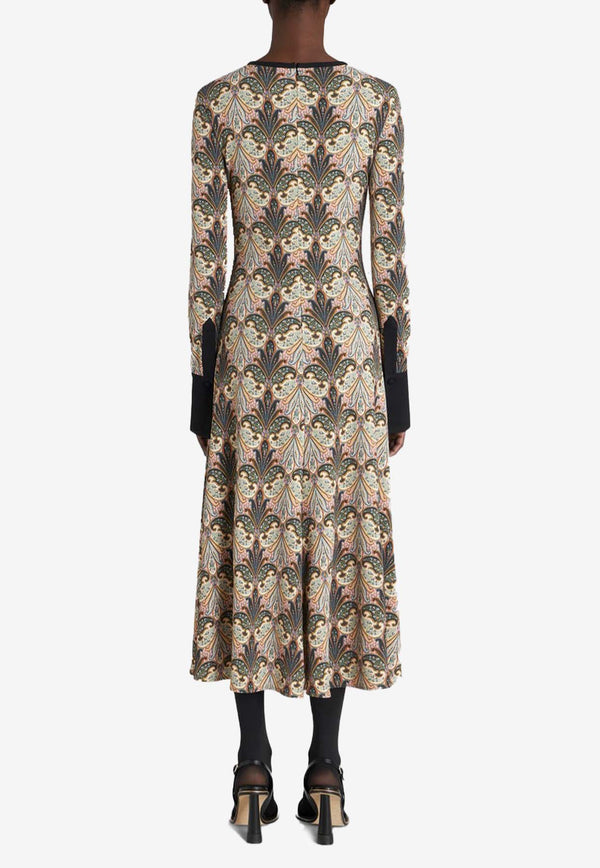 Etro Paisley Long-Sleeved Midi Dress 11639-5093 0001 Multicolor