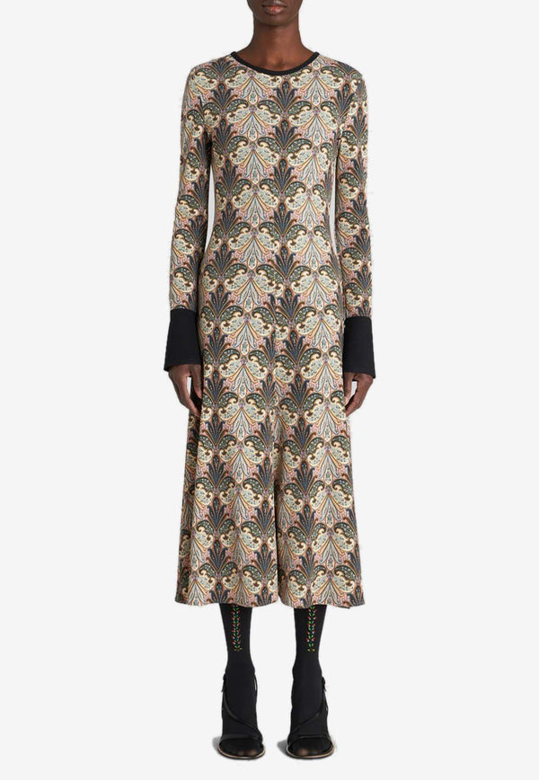 Etro Paisley Long-Sleeved Midi Dress 11639-5093 0001 Multicolor