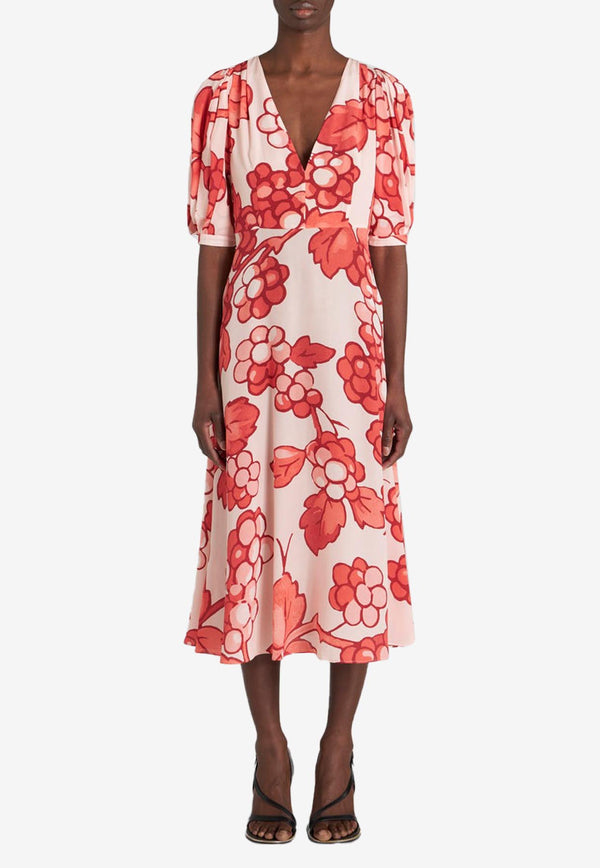 Etro Berry Print Midi Dress in Silk 11646-5124 0650 Multicolor