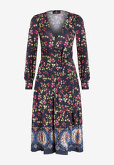 Etro Berry Print Wrap Midi Dress 11659-5126 0200 Multicolor