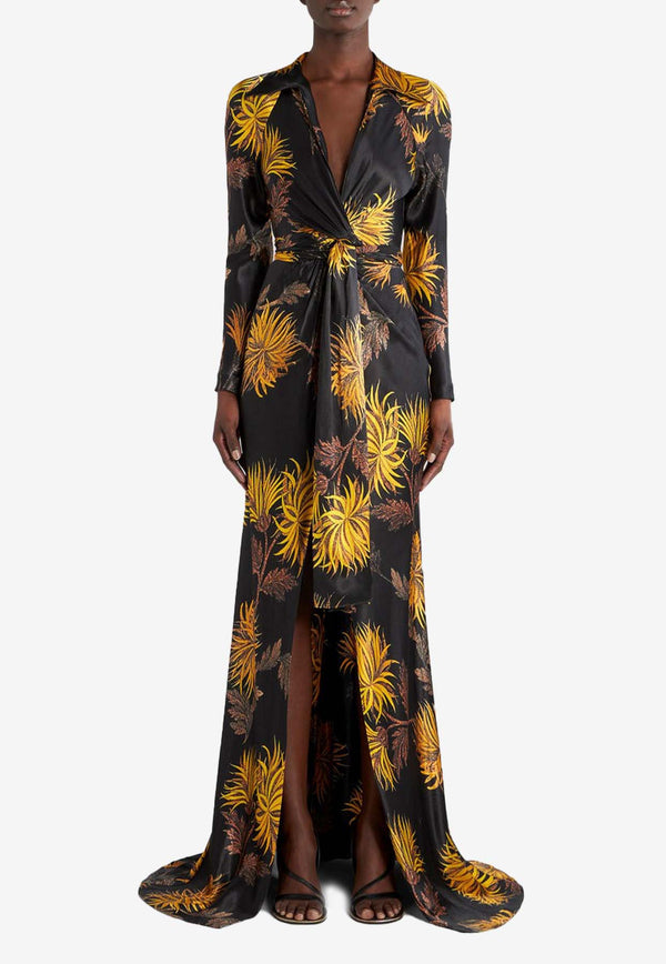 Etro Dahlia Print Wrap Gown 11660-5019 0001 Multicolor