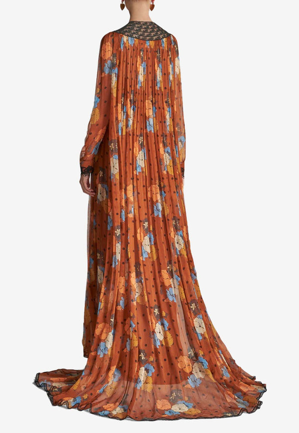Etro Floral Print Maxi Dress 11710-5240 0750 Orange