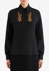 Etro Floral Foliage Embroidered Shirt 11720-7218 0001 Black