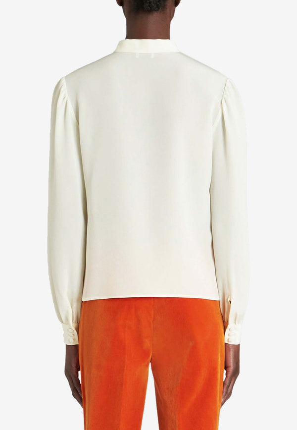 Etro Pleated Long-Sleeved Silk Shirt 11726-8001 0990 White