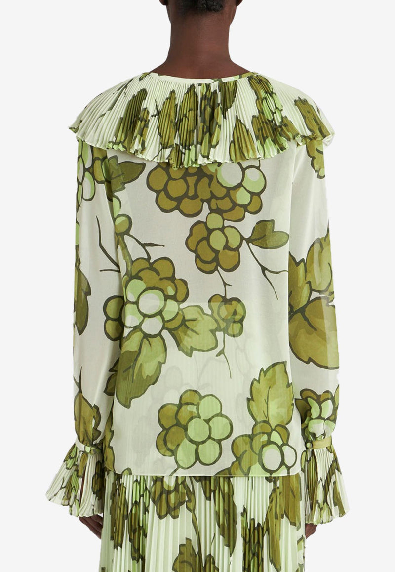 Etro Berry Print Georgette Top 11773-5147 0500 Green