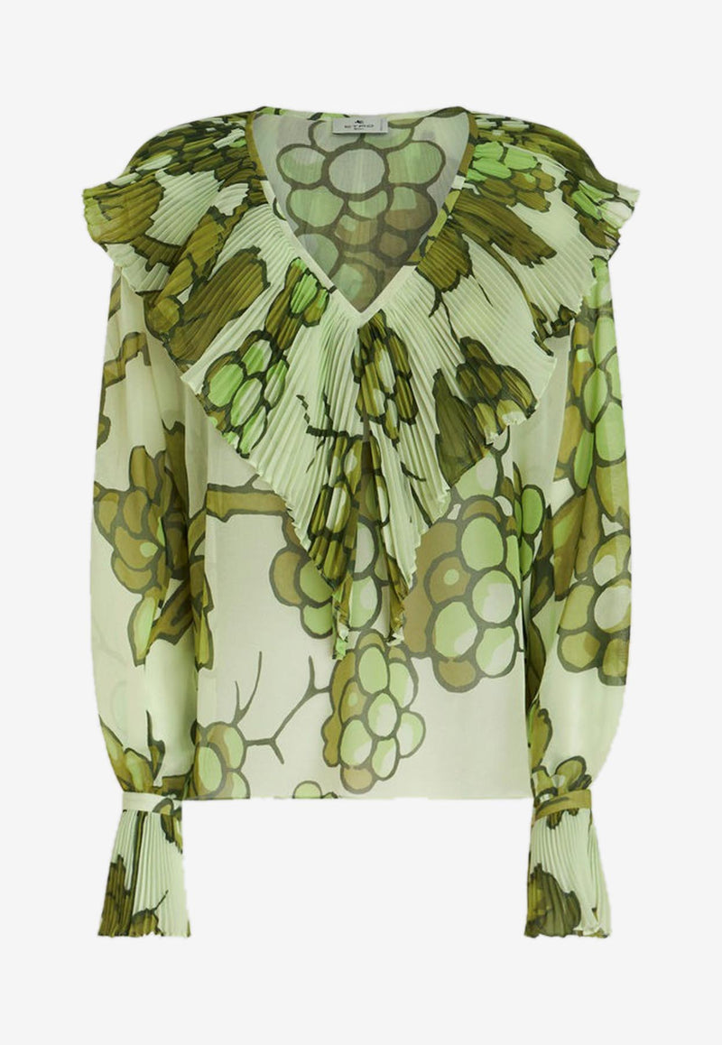 Etro Berry Print Georgette Top 11773-5147 0500 Green