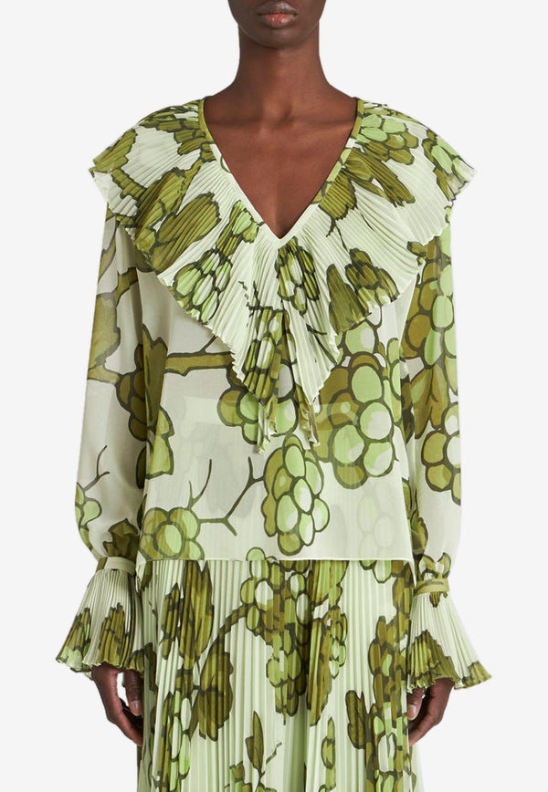 Etro Berry Print Georgette Top 11773-5147 0500 Green