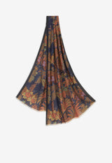Etro Floral Foliage Scarf in Cashmere and Silk 11777-9385 0200 Multicolor