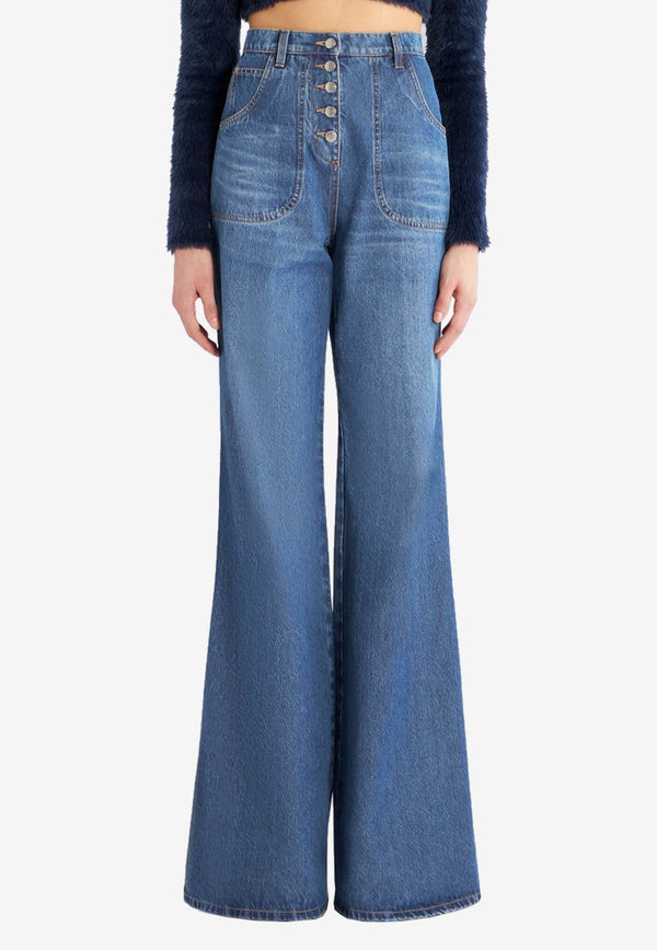 Etro High-Rise Waist Flared Jeans 11823-9572 0200 Blue