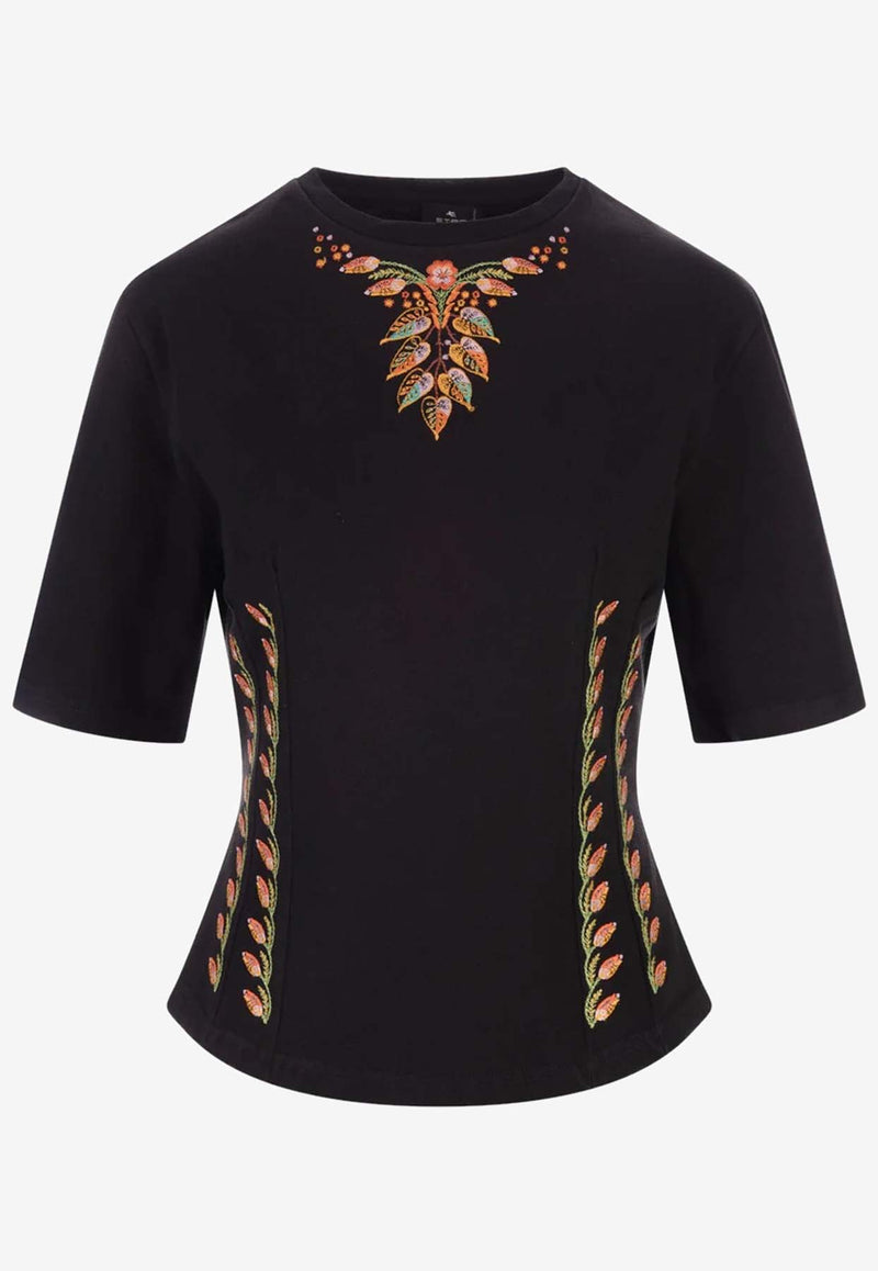 Etro Foliage Embroidery Top 11848-9632 0001 Black