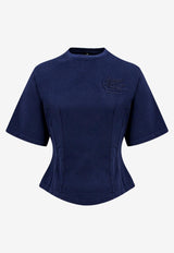 Etro Logo-Embroidered Fitted T-shirt 11848-9638 0200 Blue