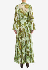 Etro Berry Print Pleated Beach Dress 11870-5147 0500 Green