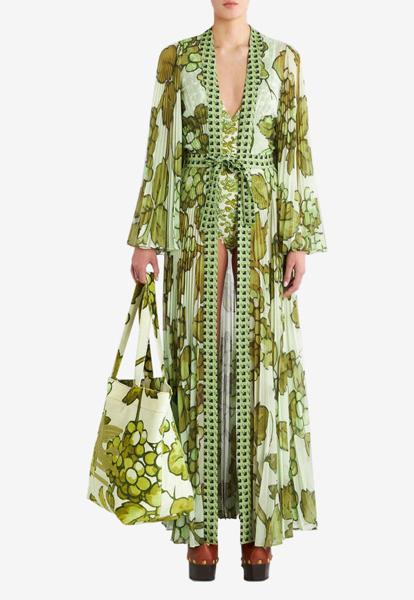 Etro Berry Print Pleated Beach Dress 11870-5147 0500 Green