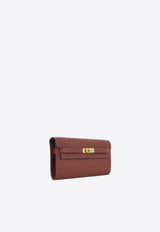 Kelly To Go Wallet in Rouge H Epsom with Gold Hardware