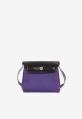 Mini Herbag Zip 20 in Purple Canvas and Black Hunter Leather