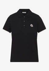Moncler Logo-Embroidered Polo T-shirt Black