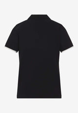 Moncler Logo-Embroidered Polo T-shirt Black