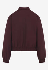 Prada Logo-Plaque Zip-Up Jacket Red