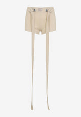 Jean Paul Gaultier Ribbed Mini Shorts Beige