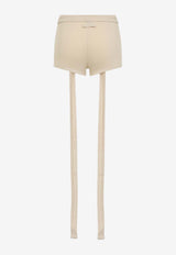Jean Paul Gaultier Ribbed Mini Shorts Beige