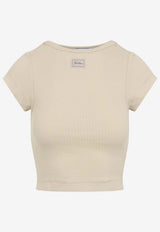 Jean Paul Gaultier Logo-Patched Cropped Top Beige
