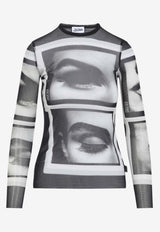 Jean Paul Gaultier Printed Crewneck Top Black
