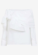 Curvone Knotted Off-Shoulder Blouse
