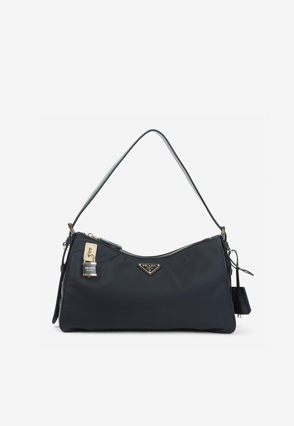 Large Aimée Re-Nylon and Leather Shoulder Bag