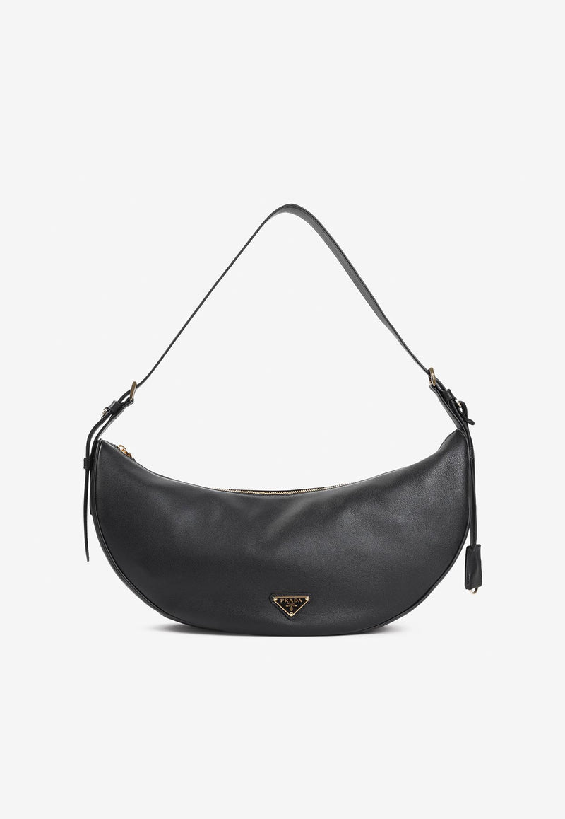 Large Demi-Lune Leather Shoulder Bag