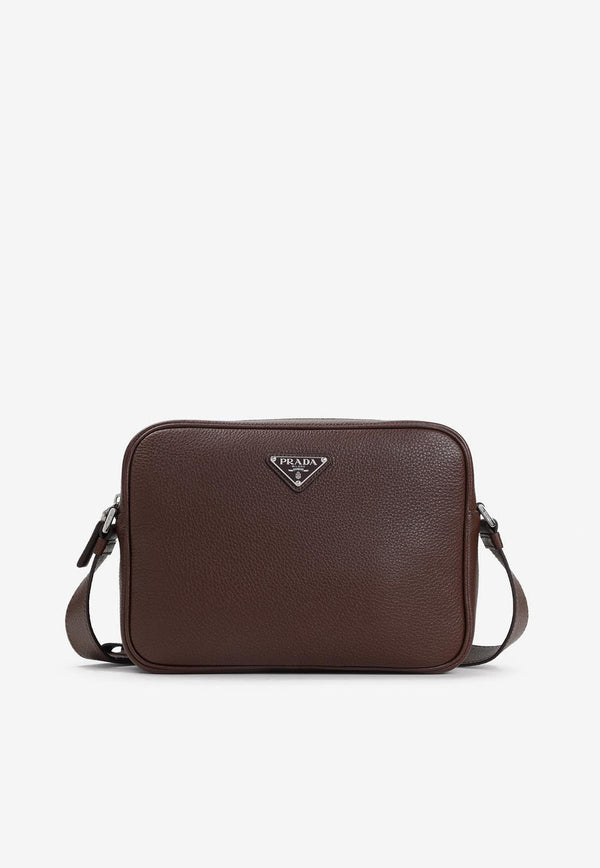 Triangle Logo Leather Shoulder Bag