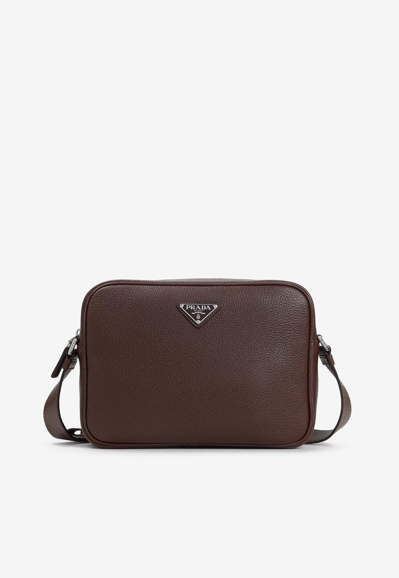 Triangle Logo Leather Shoulder Bag