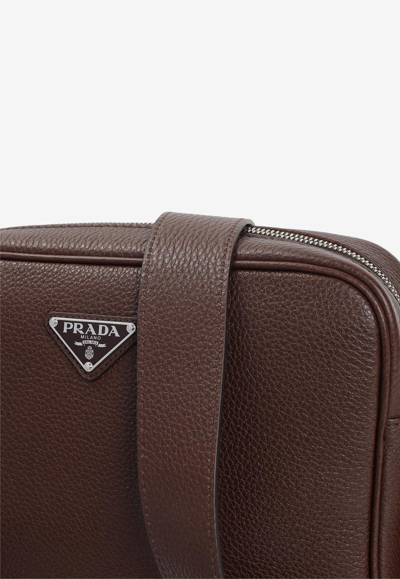 Triangle Logo Leather Shoulder Bag