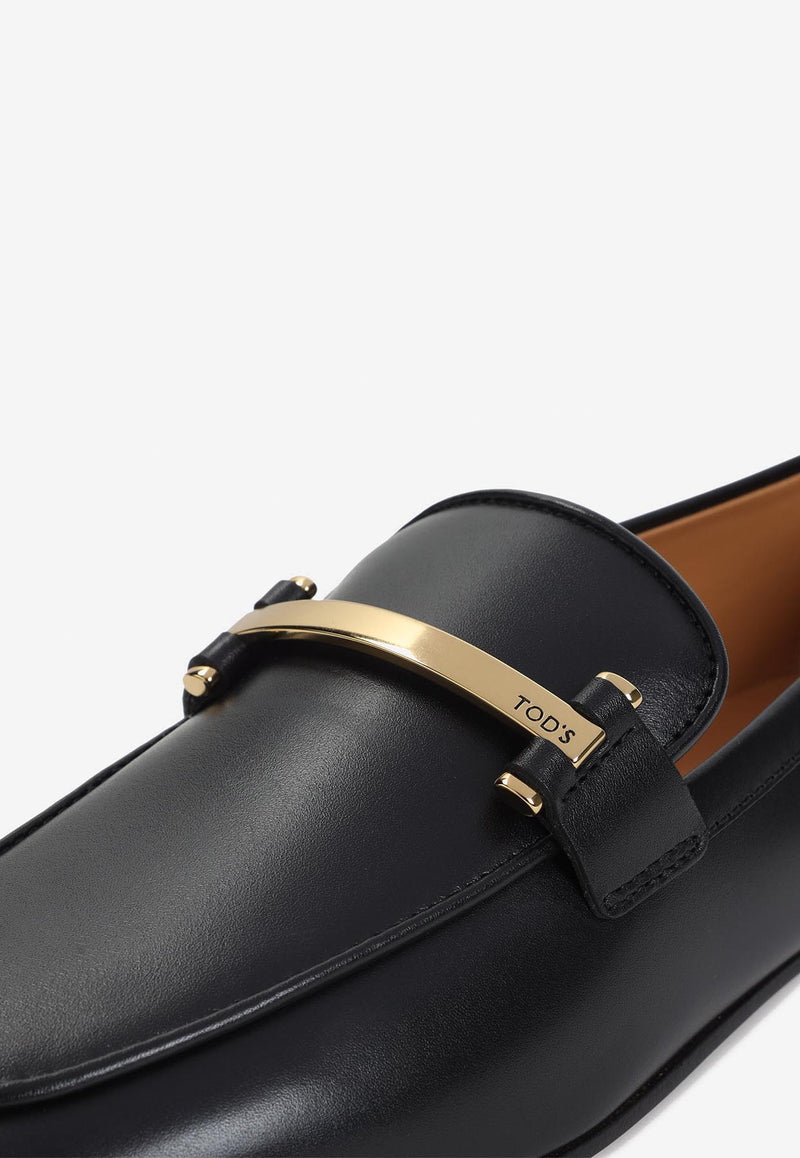 Logo Bar Leather Loafers