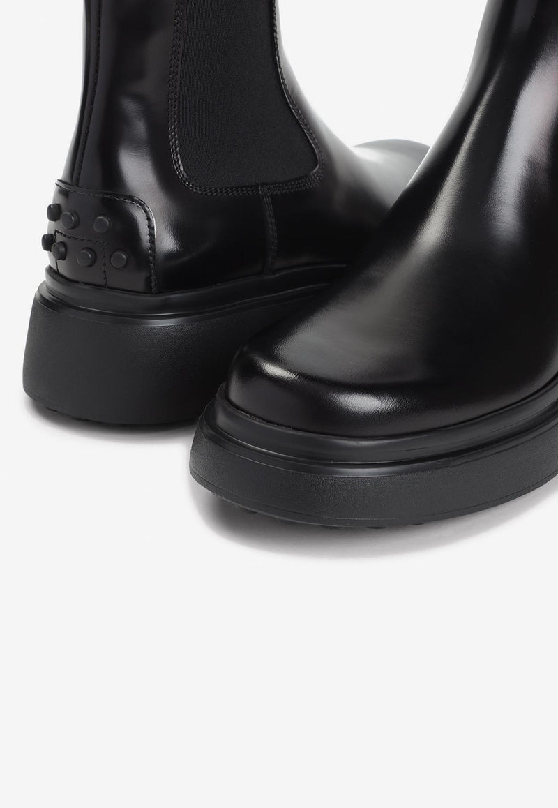 Shiny Leather Ankle Boots