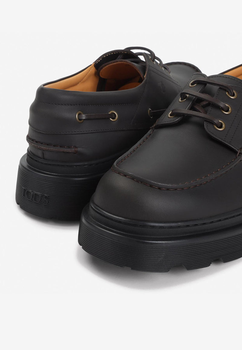 Logo Monogram Leather Derby Shoes