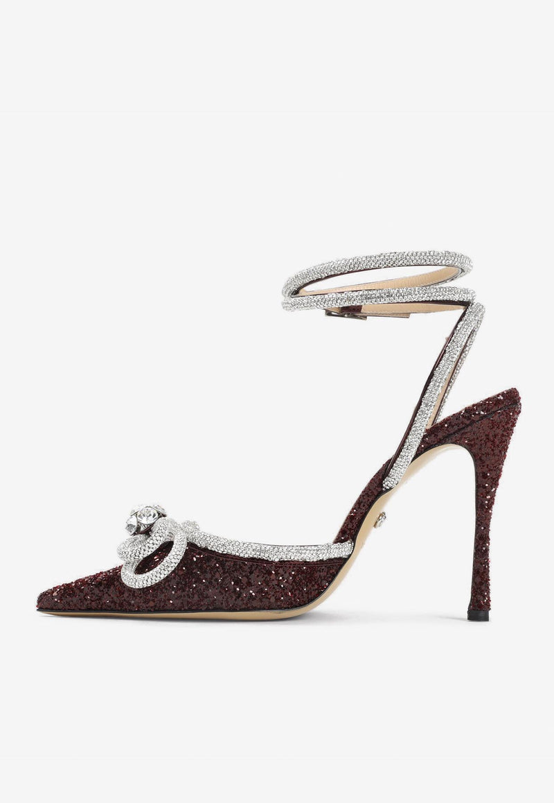 Double Bow 110 Glittered Pumps