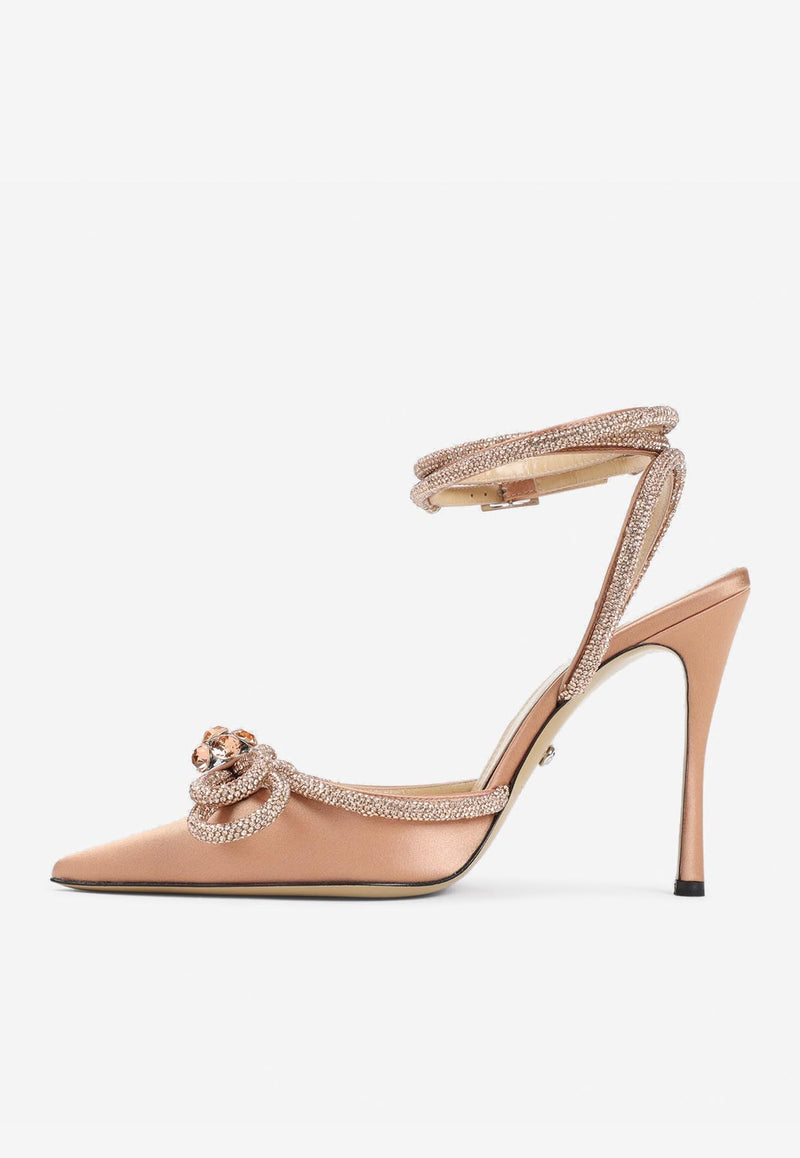 Double Bow 100 Satin Pumps