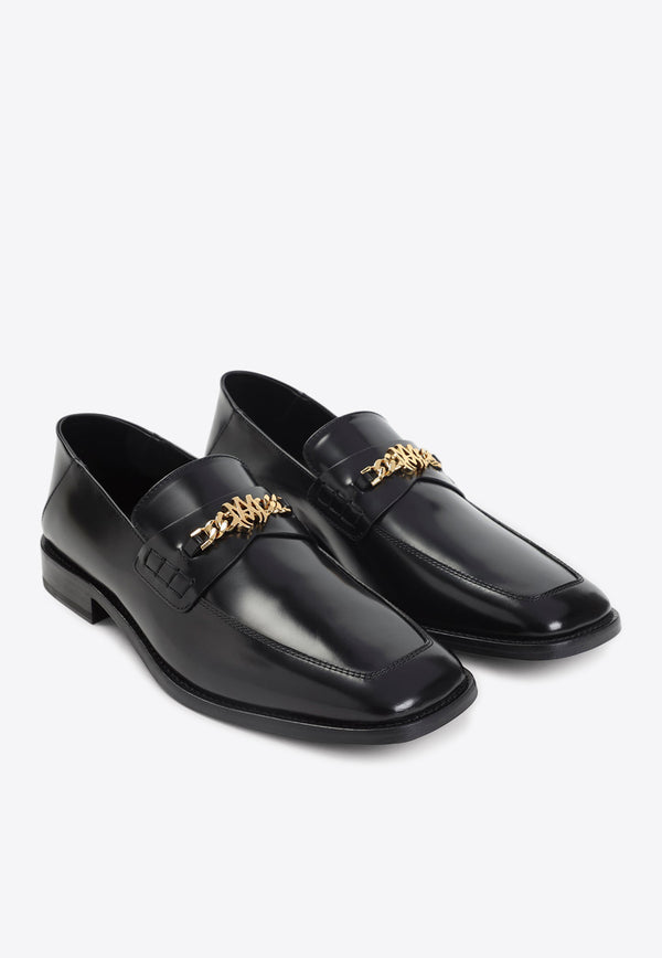 Logo-Plaque Leather Loafers