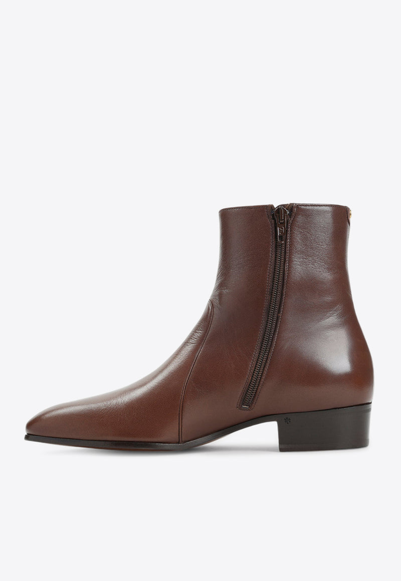 Leather Zipped Ankle Boots
